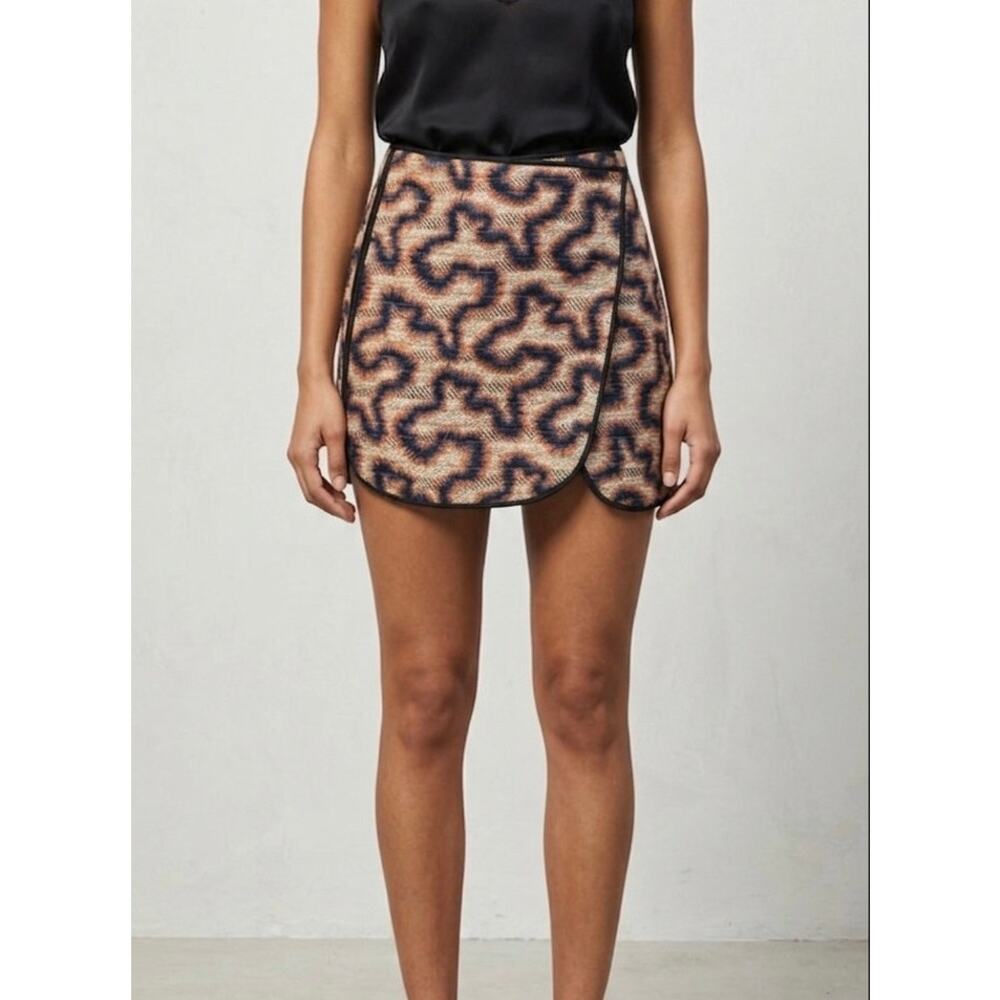 Isabel Marant Jupe Prunello Quilted Mini Skirt Womens 40 / 10 Ecru Blue Orange